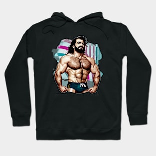 Bearded Hairy Muscle Hunk Cartoon Hoodie